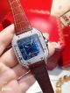 Replica Cartier Santos SS Diamond Blue Leather Strap Watch Quartz (7)_th.jpg